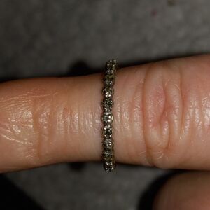 Elegant Amethyst & Diamond Sterling Silver Band Ring